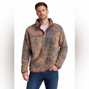 URKOOL Damask Men's Tan and Gray Sherpa Pullover Medium